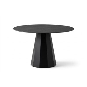 Connubia Dix round dining table with ceramic top Cardoso Black and black metal base